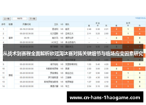 从战术到赛程全面解析欧冠淘汰赛对阵关键细节与临场应变因素研究